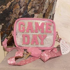 Betsey Johnson Pink Game Day Clear Crossbody